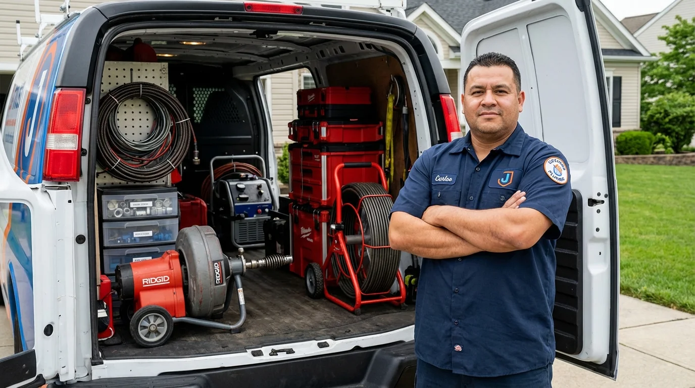 Professional drain cleaning equipment and Johns Plumbing LLC plumber in Duquesne